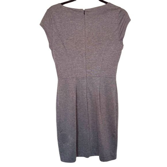 Banana Republic Women's Gray Bodycon Classic Office Short Sleeve Midi Dress Sz 4 - Picture 2 of 4
